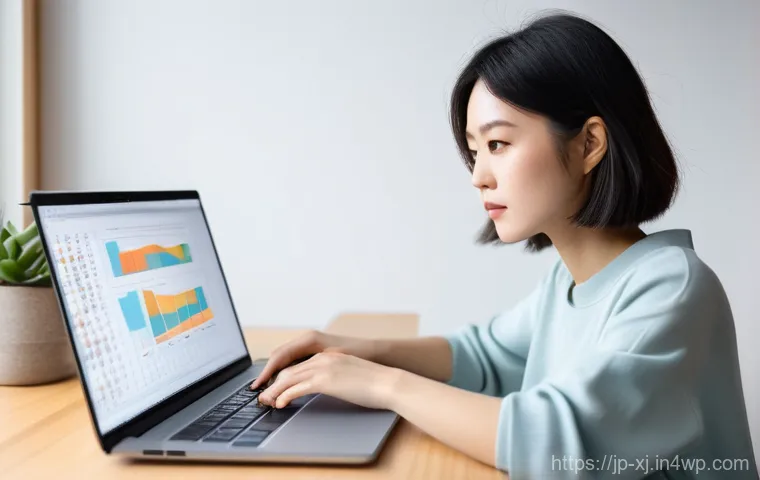 사용자 세그먼트 발굴과 예측 분석의 관계 - **Prompt:** A focused Japanese female blogger, mid-20s, with a stylish, modern haircut, sits at a cl...