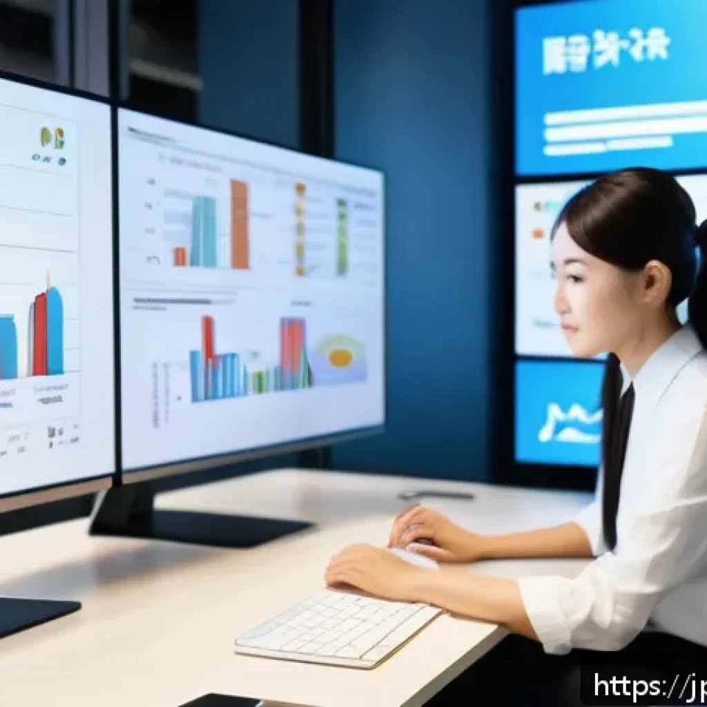 사용자 세그먼트 발굴의 중요성 - A modern Japanese marketing office scene, featuring a diverse team of young professionals analyzing ...