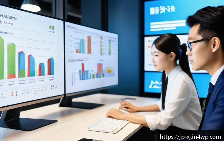 사용자 세그먼트 발굴의 중요성 - A modern Japanese marketing office scene, featuring a diverse team of young professionals analyzing ...