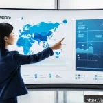 세그먼트 분석의 도전과 해결책 - A modern Japanese office scene with a diverse team of professionals collaborating on customer data a...